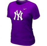 Women MLB New York Yankees Heathered Purple Nike Blended T-Shirt