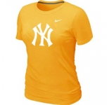 Women MLB New York Yankees Heathered Yellow Nike Blended T-Shirt