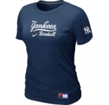 Women MLB New York Yankees Nike D.Blue Short Sleeve Practice T-Shirt
