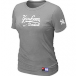 Women MLB New York Yankees Nike L.Grey Short Sleeve Practice T-Shirt