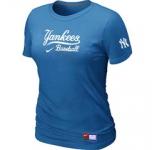 Women MLB New York Yankees Nike L.blue Short Sleeve Practice T-Shirt