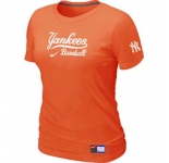 Women MLB New York Yankees Nike Orange Short Sleeve Practice T-Shirt