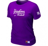 Women MLB New York Yankees Nike Purple Short Sleeve Practice T-Shirt