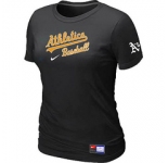 Women MLB Oakland Athletics Nike Black Short Sleeve Practice T-Shirt