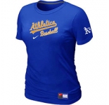 Women MLB Oakland Athletics Nike Blue Short Sleeve Practice T-Shirt