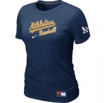 Women MLB Oakland Athletics Nike D.Blue Short Sleeve Practice T-Shirt