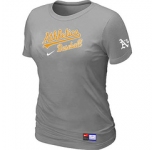 Women MLB Oakland Athletics Nike L.Grey Short Sleeve Practice T-Shirt
