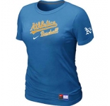 Women MLB Oakland Athletics Nike L.blue Short Sleeve Practice T-Shirt