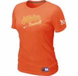 Women MLB Oakland Athletics Nike Orange Short Sleeve Practice T-Shirt