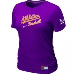 Women MLB Oakland Athletics Nike Purple Short Sleeve Practice T-Shirt