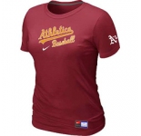 Women MLB Oakland Athletics Nike Red Short Sleeve Practice T-Shirt