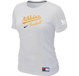 Women MLB Oakland Athletics Nike White Short Sleeve Practice T-Shirt