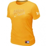 Women MLB Oakland Athletics Nike Yellow Short Sleeve Practice T-Shirt