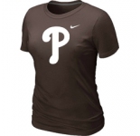 Women MLB Philadelphia Phillies Heathered Brown Nike Blended T-Shirt