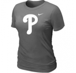 Women MLB Philadelphia Phillies Heathered D.Grey Nike Blended T-Shirt