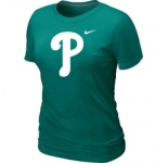 Women MLB Philadelphia Phillies Heathered L.Green Nike Blended T-Shirt
