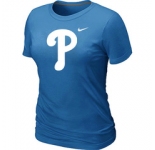 Women MLB Philadelphia Phillies Heathered L.blue Nike Blended T-Shirt