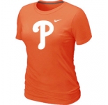 Women MLB Philadelphia Phillies Heathered Orange Nike Blended T-Shirt