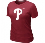 Women MLB Philadelphia Phillies Heathered Red Nike Blended T-Shirt