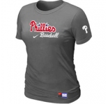 Women MLB Philadelphia Phillies Nike D.Grey Short Sleeve Practice T-Shirt