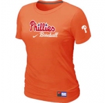 Women MLB Philadelphia Phillies Nike Orange Short Sleeve Practice T-Shirt