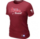 Women MLB Philadelphia Phillies Nike Red Short Sleeve Practice T-Shirt