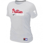 Women MLB Philadelphia Phillies Nike White Short Sleeve Practice T-Shirt