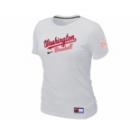 Women MLB Washington Nationals White Nike Short Sleeve Practice T-Shirt