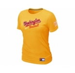 Women MLB Washington Nationals Yellow Nike Short Sleeve Practice T-Shirt