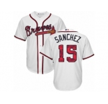 Atlanta Braves #15 Tony Sanchez Authentic White Team Logo Fashion Cool Base MLB Jersey