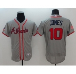 Men Atlanta Braves #10 Chipper Jones Gray Stars & Stripes 2016 Independence Day Flex Base Jersey