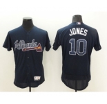 Men Atlanta Braves #10 Chipper Jones Majestic Blue Flexbase Authentic Collection Player Jersey