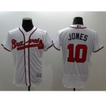 Men Atlanta Braves #10 Chipper Jones Majestic White Flexbase Authentic Collection Player Jersey