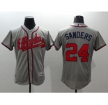 Men Atlanta Braves #24 Deion Sanders Majestic Gray Flexbase Authentic Collection Player Jersey