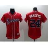 Men Atlanta Braves #24 Deion Sanders Majestic Red Flexbase Authentic Collection Player Jersey