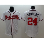 Men Atlanta Braves #24 Deion Sanders Majestic White Flexbase Authentic Collection Player Jersey