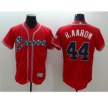 Men Atlanta Braves #44 Hank Aaron Majestic Red Flexbase Authentic Collection Player Jersey