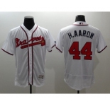 Men Atlanta Braves #44 Hank Aaron Majestic White Flexbase Authentic Collection Player Jersey