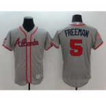 Men Atlanta Braves #5 Freddie Freeman Gray Stars & Stripes 2016 Independence Day Flex Base Jersey
