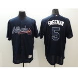 Men Atlanta Braves #5 Freddie Freeman Majestic Blue Flexbase Authentic Collection Player Jersey