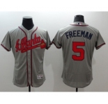 Men Atlanta Braves #5 Freddie Freeman Majestic Gray Flexbase Authentic Collection Player Jersey