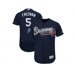 Men Atlanta Braves #5 Freddie Freeman Majestic Navy 2018 Spring Training Flex Base Player Jersey