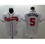Men Atlanta Braves #5 Freddie Freeman Majestic White Flexbase Authentic Collection Player Jersey