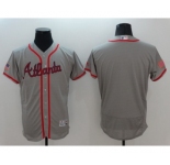 Men Atlanta Braves Blank Majestic Gray 2016 Independence Day Stars & Stripes Flex Base Team Jersey