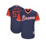 Men's 2017 Little League World Series Braves Rex Brothers #57 R Brothers Navy Jersey