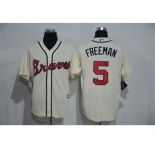 Men's Atlanta Braves #5 Freddie Freeman Majestic Cream Cool Base Player Jersey