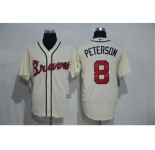 Men's Atlanta Braves #8 Jace Peterson Majestic Cream Road Cool Base Player Jersey