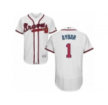 Men's Majestic Atlanta Braves #1 Erick Aybar White Flexbase Authentic Collection MLB Jersey