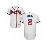 Men's Majestic Atlanta Braves #2 Michael Bourn White Flexbase Authentic Collection MLB Jersey