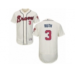 Men's Majestic Atlanta Braves #3 Babe Ruth Cream Flexbase Authentic Collection MLB Jersey